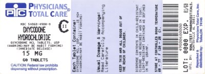 image of Oxycodone Hcl 15 mg package label - Oxycodone Hcl 15mg package label